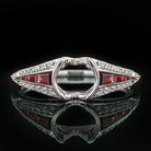 ART DECO DIAMOND NATURAL RUBY VINTAGE STYLE ENGAGEMENT RING SETTING 1CT CALIBRE
