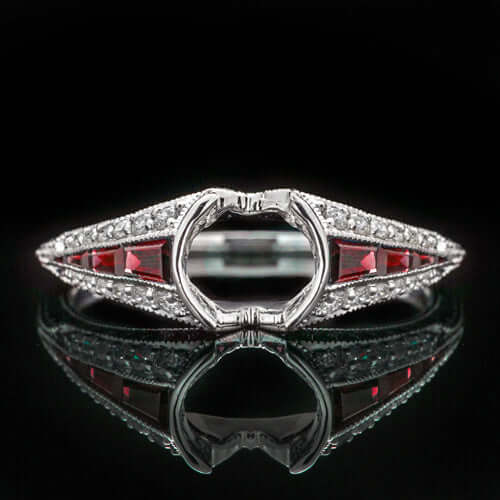 ART DECO DIAMOND NATURAL RUBY VINTAGE STYLE ENGAGEMENT RING SETTING 1CT CALIBRE