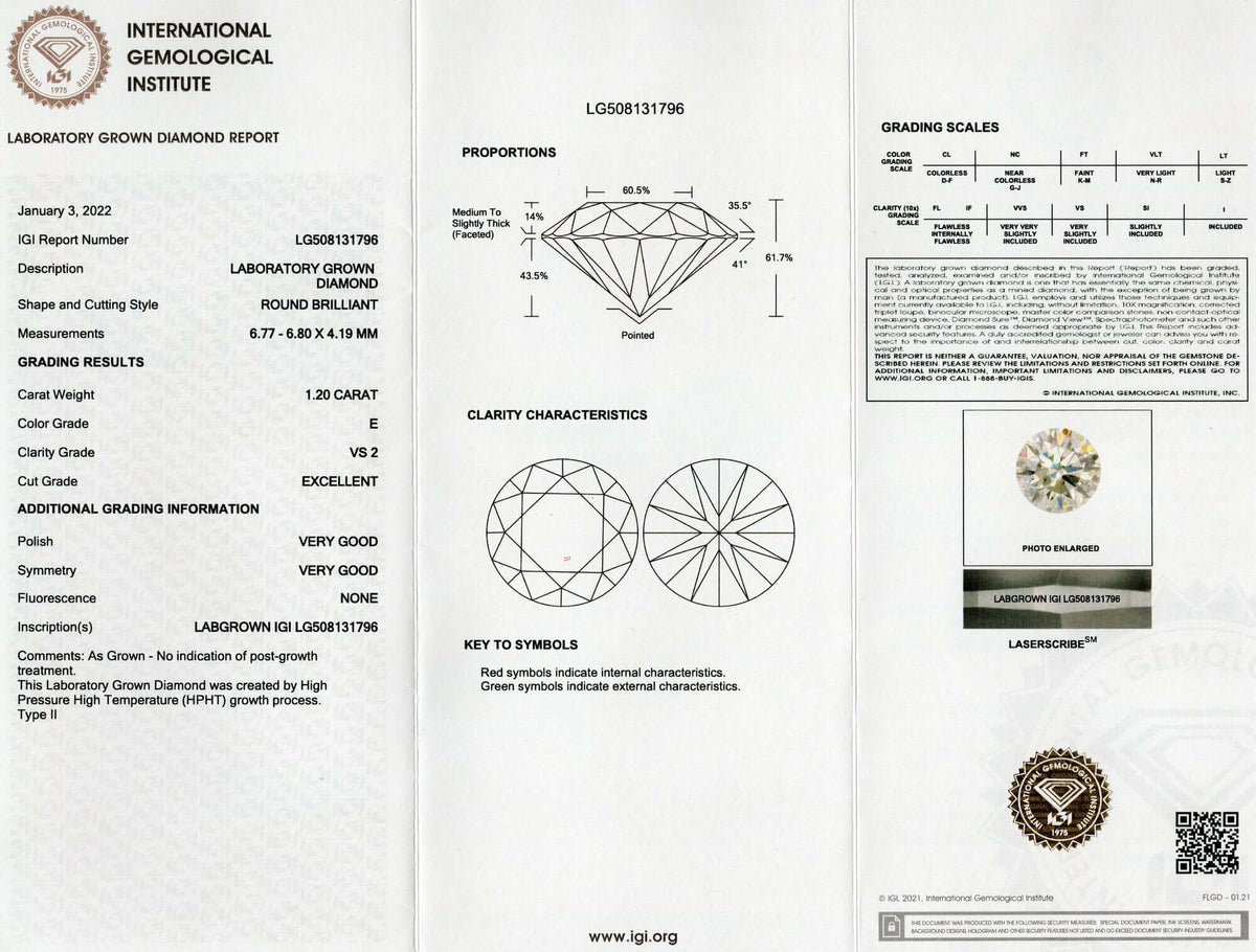 1.20ct LAB CREATED DIAMOND CERTIFIED E VS2 EXCELLENT CUT ROUND LOOSE COLORLESS