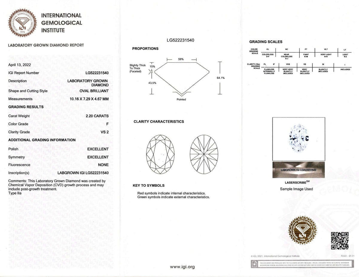 2.20ct LAB CREATED DIAMOND CERTIFIED F VS2 OVAL SHAPE CUT LOOSE COLORLESS GROWN