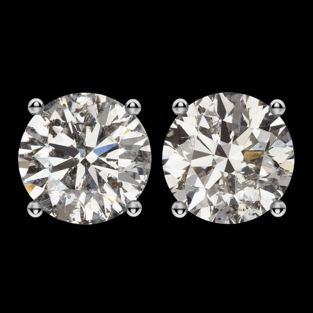 2 CARAT EXCELLENT CUT DIAMOND ROUND NATURAL STUD EARRINGS EYE CLEAN WHITE GOLD