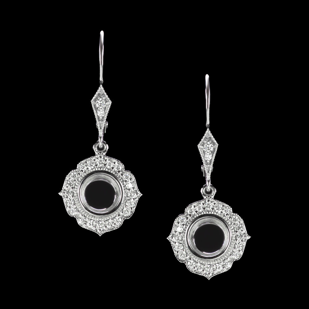 Single Black stone Flower design handmade 925 sterling silver stud earring,  best daily use vintage style jewelry from India ear1181 | TRIBAL ORNAMENTS