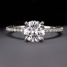 1.5ct CERTIFIED G SI1 DIAMOND ENGAGEMENT RING ROUND CUT THIN PAVE BAND NATURAL