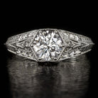 1.12ct NATURAL DIAMOND ENGAGEMENT RING VINTAGE STYLE WHITE GOLD ART DECO 1 CARAT