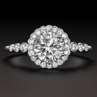 1 CARAT EXCELLENT CUT DIAMOND ENGAGEMENT RING VINTAGE STYLE HALO WHITE GOLD