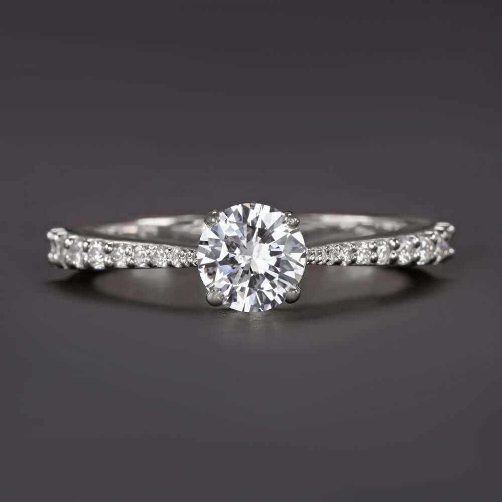 0.86ct D SI2 DIAMOND ENGAGEMENT RING COLORLESS ROUND BRILLIANT WHITE GOLD 2/3ct
