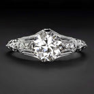 0.94ct OLD EUROPEAN CUT DIAMOND ENGAGEMENT RING VINTAGE ENGRAVED WHITE GOLD 1ct
