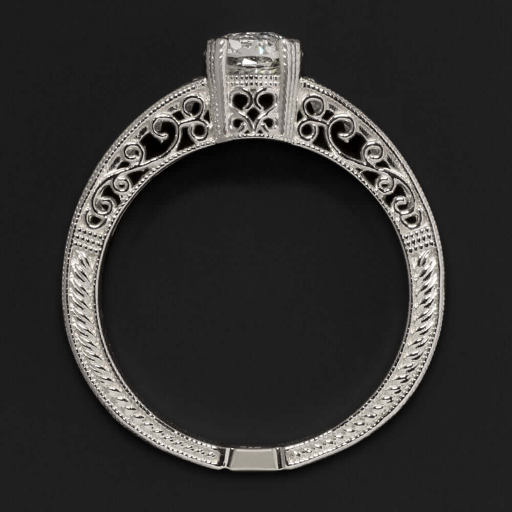 0.89ct I SI2 OLD EUROPEAN CUT DIAMOND ENGAGEMENT RING VINTAGE ANTIQUE NATURAL