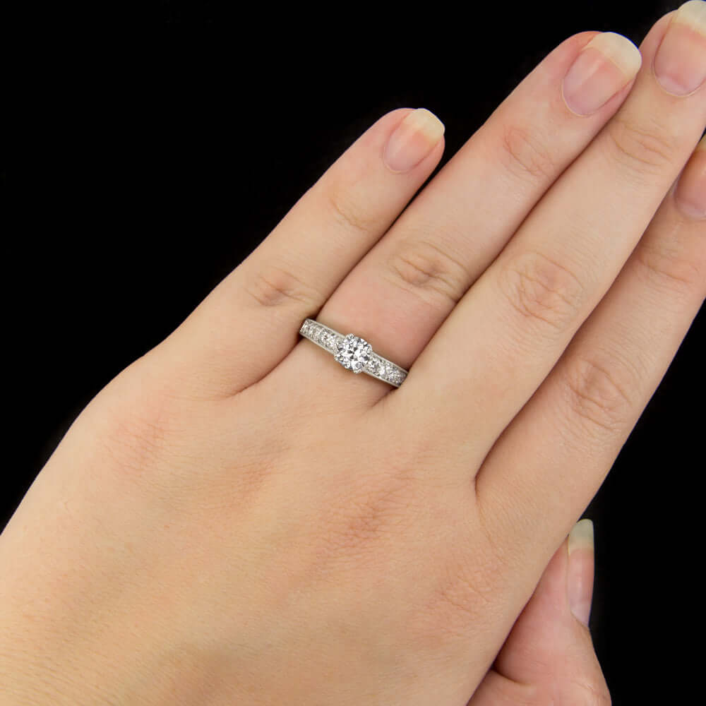 0.89ct I SI2 OLD EUROPEAN CUT DIAMOND ENGAGEMENT RING VINTAGE ANTIQUE NATURAL