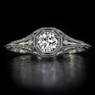 GIA CERTIFIED G VVS2 OLD EUROPEAN CUT DIAMOND ENGAGEMENT RING VINTAGE FILIGREE