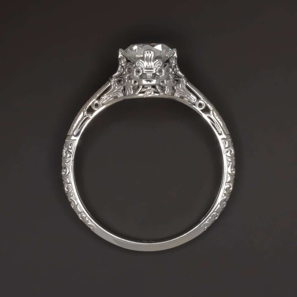 3/4ct NATURAL DIAMOND VINTAGE STYLE ENGAGEMENT RING ROUND WHITE GOLD SOLITAIRE