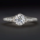 0.86ct NATURAL DIAMOND RING ROUND CUT VINTAGE STYLE CLASSIC ENGAGEMENT