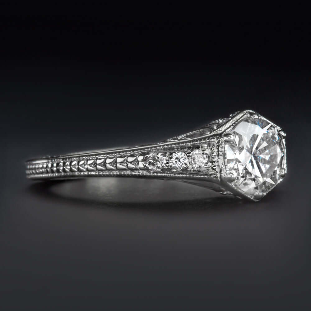 0.86ct NATURAL DIAMOND RING ROUND CUT VINTAGE STYLE CLASSIC ENGAGEMENT