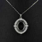 VINTAGE STYLE DIAMOND PENDANT SEMI MOUNT SETTING SCALLOPED HALO OVAL NECKLACE