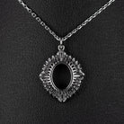 VINTAGE STYLE DIAMOND PENDANT SEMI MOUNT SETTING SCALLOPED HALO OVAL NECKLACE