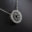 VINTAGE STYLE DIAMOND FILIGREE HALO MOUNT PENDANT NECKLACE SETTING DECO ROUND