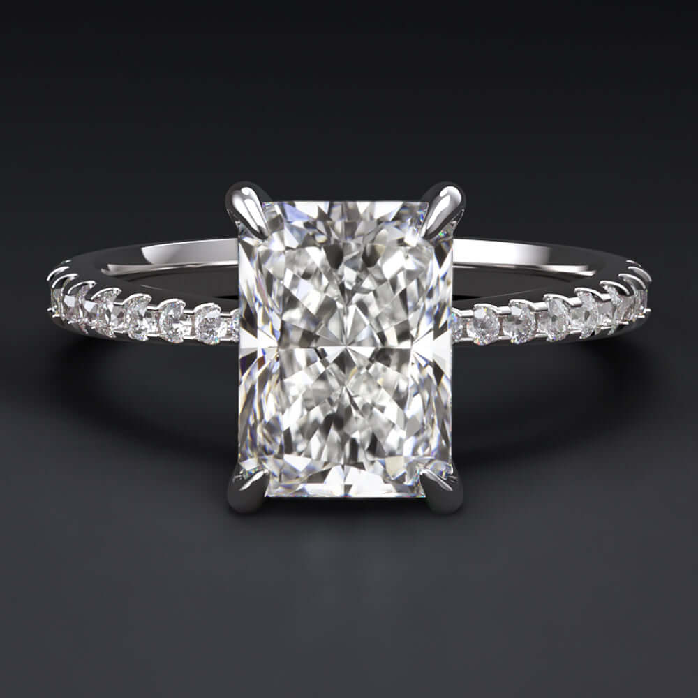 1.70ct LAB CREATED DIAMOND ENGAGEMENT RING CERTIFIED G VS1 RADIANT CUT THIN BAND