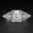 2ct LAB CREATED DIAMOND ENGAGEMENT RING IGI CERTIFIED F VVS2 EMERALD CUT VINTAGE