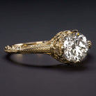 0.72ct LAB CREATED DIAMOND ENGAGEMENT RING VINTAGE YELLOW GOLD CERTIFIED K VS2