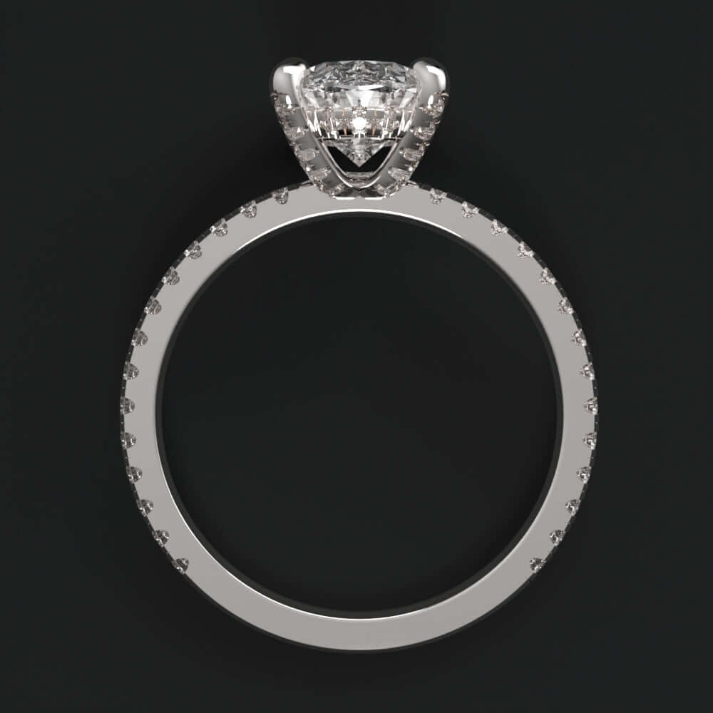 1.85ct LAB CREATED DIAMOND ENGAGEMENT RING CERTIFIED F VS2 OVAL THIN PAVE BAND