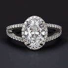 1.5ct LAB CREATED DIAMOND ENGAGEMENT RING F VVS2 OVAL SHAPE CUT HALO SPLIT SHANK