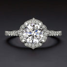 1.5 CARAT LAB CREATED DIAMOND ENGAGEMENT RING G VS2 IDEAL ROUND CUT HALO VINTAGE
