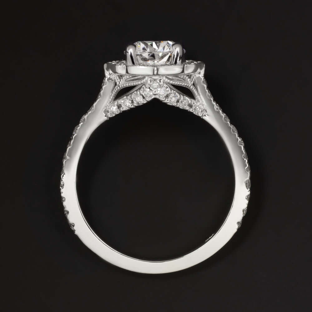 1.5 CARAT LAB CREATED DIAMOND ENGAGEMENT RING G VS2 IDEAL ROUND CUT HALO VINTAGE