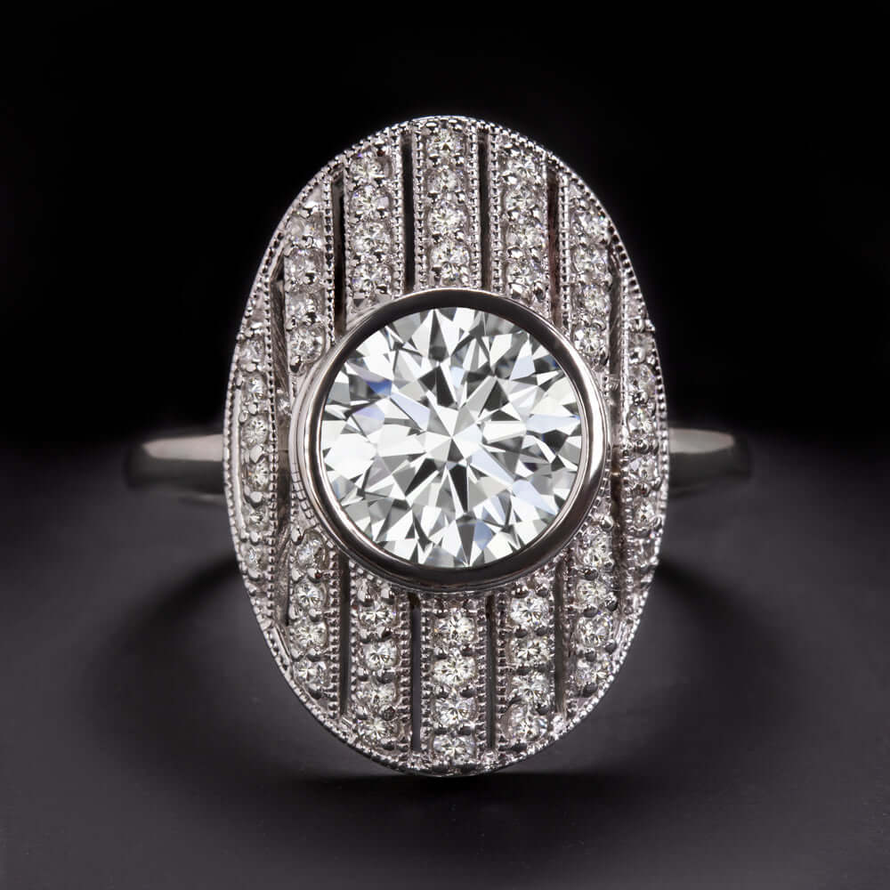 2.5 CARAT LAB CREATED DIAMOND COCKTAIL RING G VS1 IDEAL ROUND CUT VINTAGE OVAL