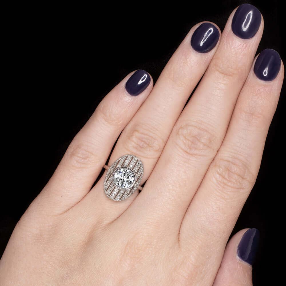 2.5 CARAT LAB CREATED DIAMOND COCKTAIL RING G VS1 IDEAL ROUND CUT VINTAGE OVAL