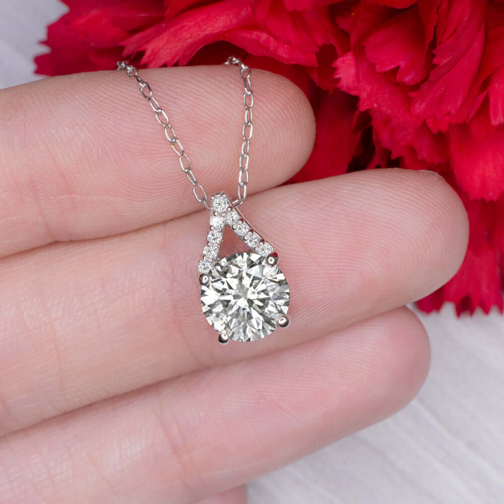 2.16ct NATURAL DIAMOND PENDANT ROUND CUT MODERN NECKLACE WHITE GOLD 2 CARAT 2ct
