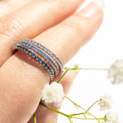 NATURAL BLUE SAPPHIRE RING LIGHT CORNFLOWER 14K WHITE GOLD ETERNITY WEDDING BAND