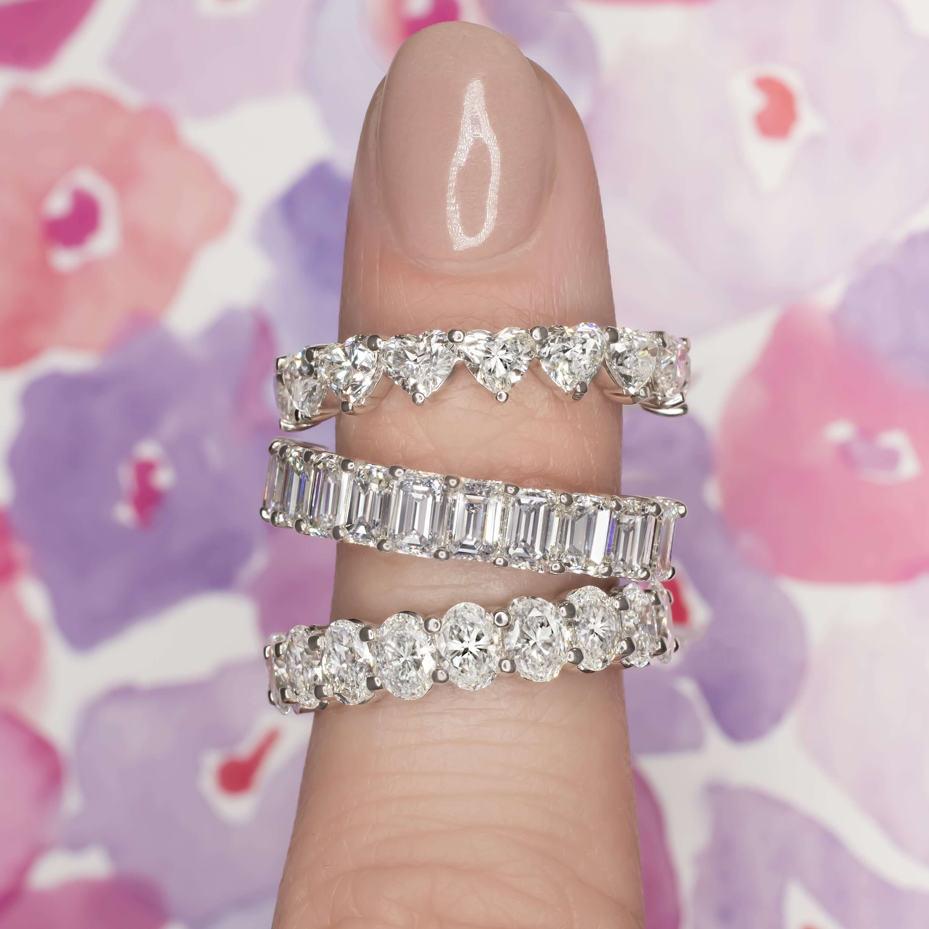 Diamond heart wedding bands Clearance