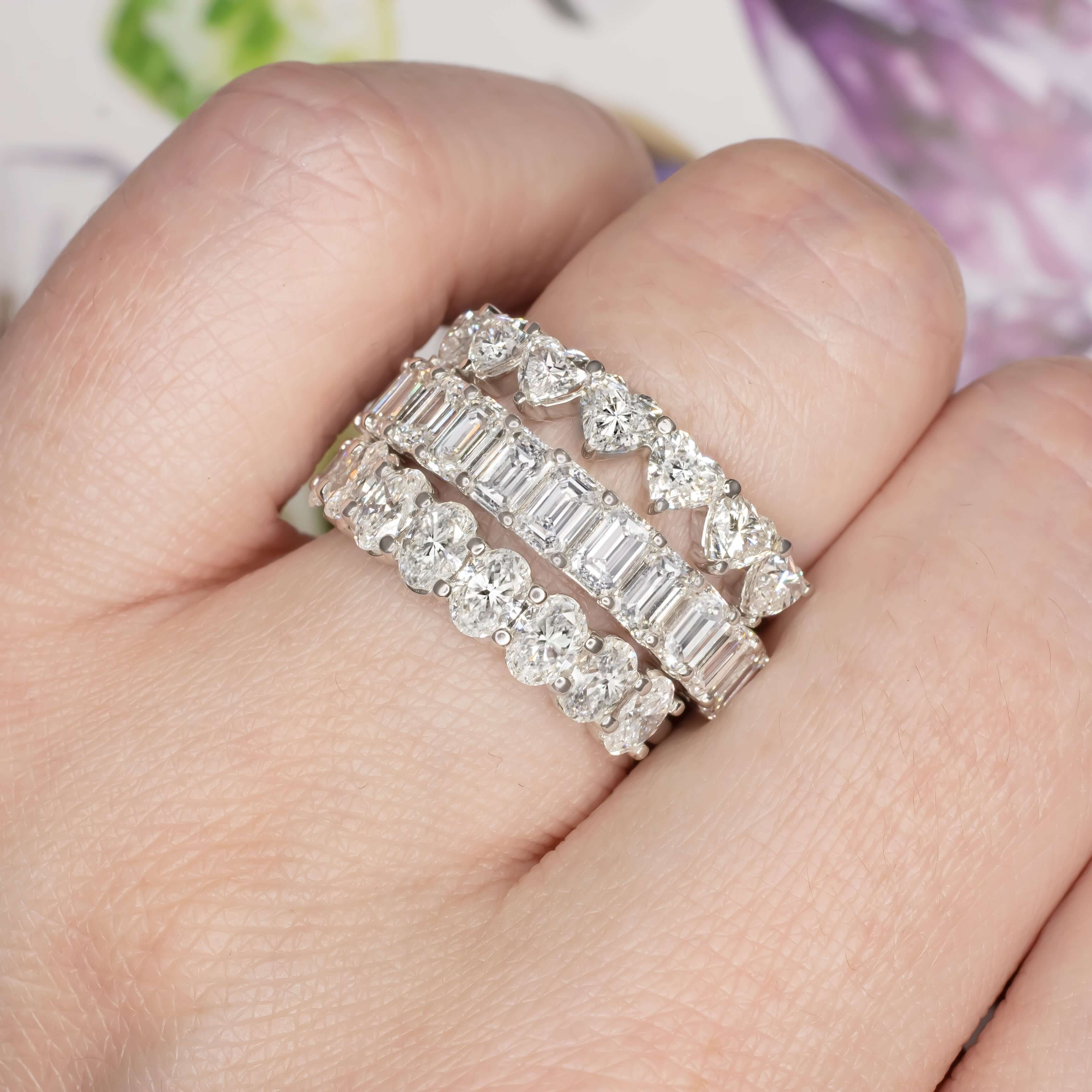 14K Gold Diamond Eternity Ring, Half Eternity Diamond Wedding Band, Thin  Diamond Wedding Ring, 1.3mm Micro Pave Stacking Diamond Ring